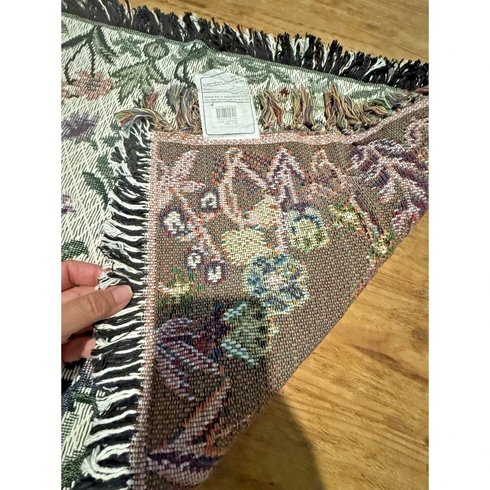 Floral Tapestry Rug 20x36 Cotton Woven Accent Throw Mat Fringe Made in India
